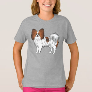 Camiseta Papillón de la Sable Roja Feliz Y Cuidadoso Perro 