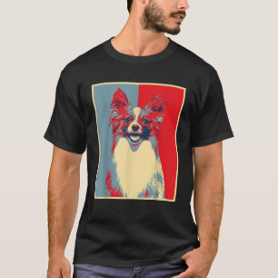 Camiseta Papillon de la silueta vintage de dibujos de perro