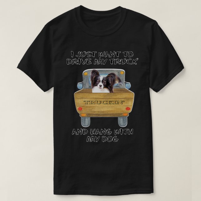 Camiseta Papillón de perro que conduce un camión (Diseño del anverso)