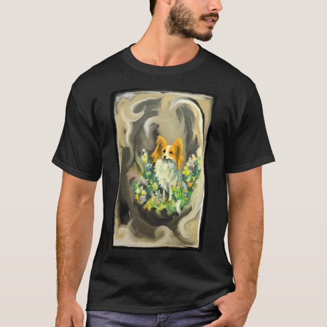 Camiseta Papillon~dog~flores~~love~ (Anverso)