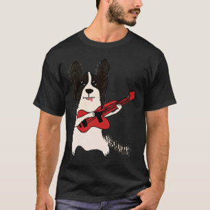 Camiseta Papillon Dog Juega Música Guitarra Perro Cute Perr