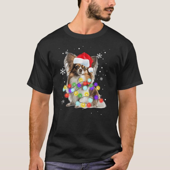 Camiseta Papillon Dog Merry Dogmas Santa Papillon Christmas (Anverso)