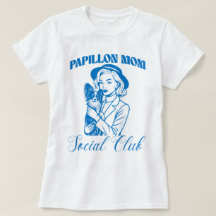 Camiseta Papillon Dog Mom Social Club Line Art for Women