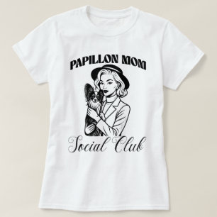 Camiseta Papillon Dog Mom Social Club Line Art for Women