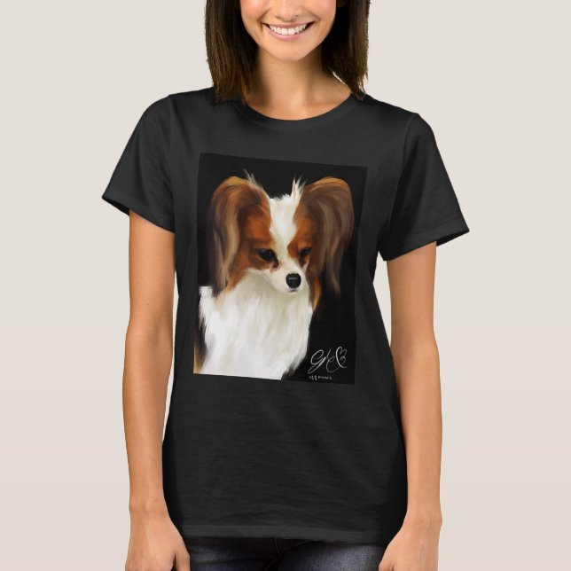 Camiseta Papillon Dog Pintando mucho (Anverso)