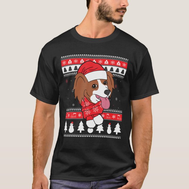 Camiseta Papillon Funny Dog Navidades feos regalo (Anverso)