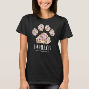 Camiseta Papillon Mama Floral Paw Dog Mom 