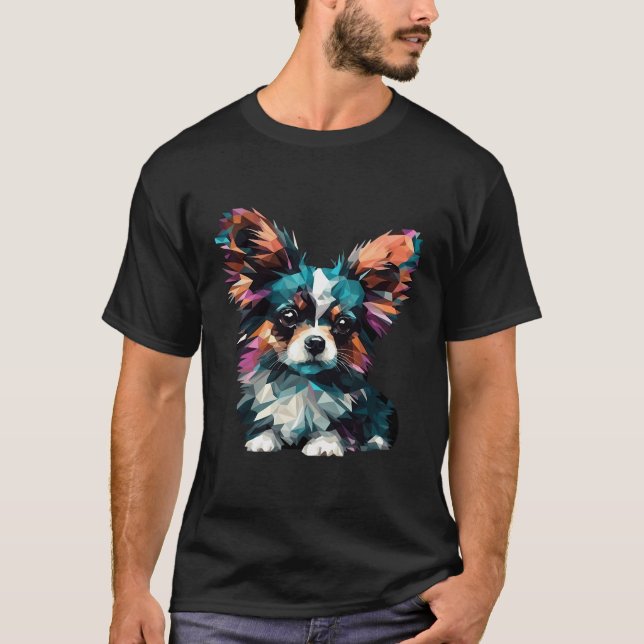 Camiseta Papillon Puppy Dog Pop Art (Anverso)