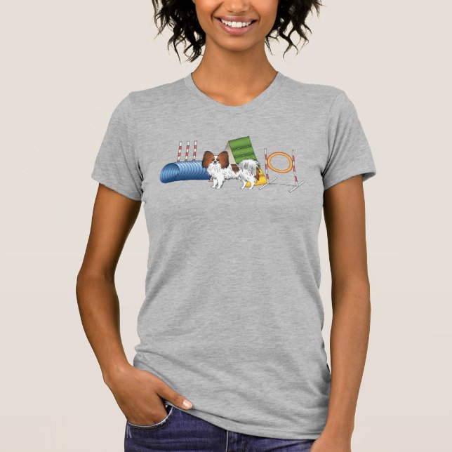 Camiseta Papillon Sable Rojo Perro Lindo Con Equipo De Agil (Anverso)