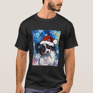 Camiseta Papillon Santa Van Gogh Dog Gift, Perro