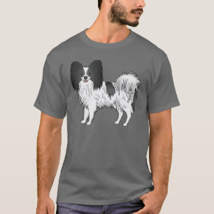 Camiseta Papilón blanco y negro: Perro de caricatura feliz