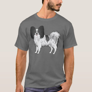Camiseta Papilón blanco y negro: Perro de caricatura feliz