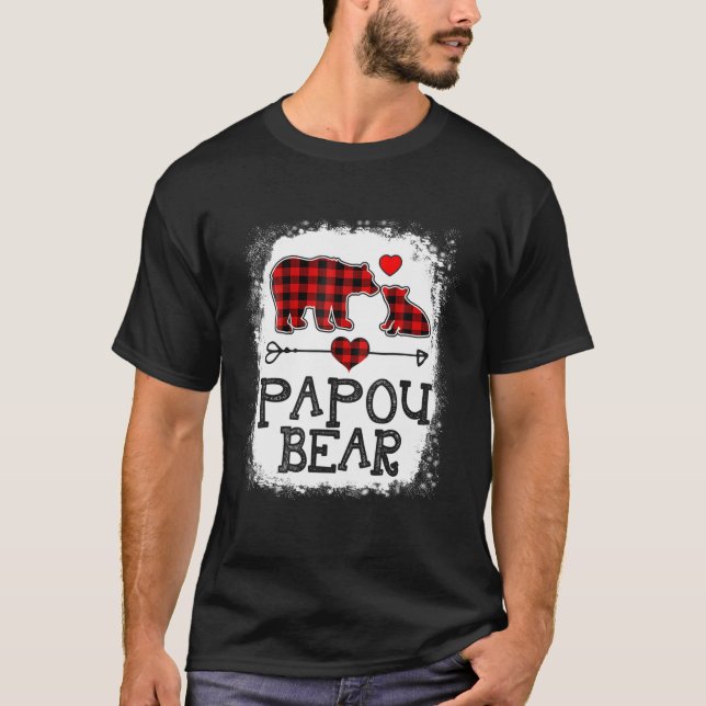 Camiseta Papou Bear Navidades Pajama Red Plaid Buffalo Fami (Anverso)
