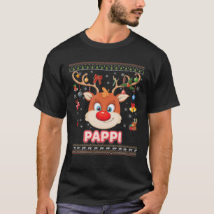 Camiseta Pappi de reno enfrenta Feliz Navidad Santa Elf Swe