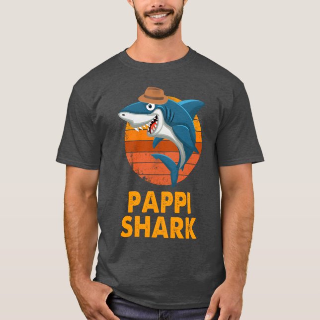 Camiseta Pappi Shark Papa Abuelo Abuelo Amigos del Día del  (Anverso)