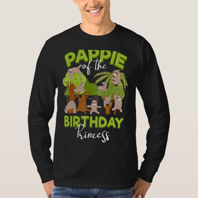 Camiseta Pappie De La Princesa De Cumpleaños Sloth Bday Fie (Anverso)