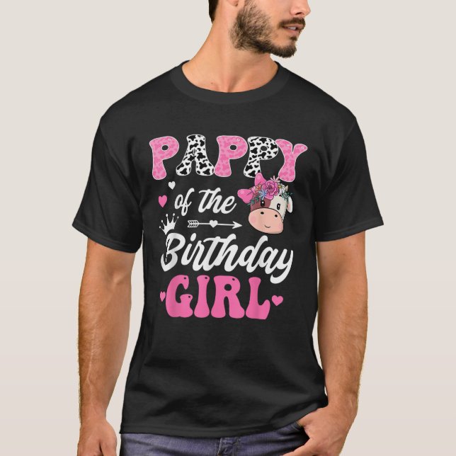 Camiseta Pappy De La Bola De Chica De Cumpleaños De La Vaca (Anverso)