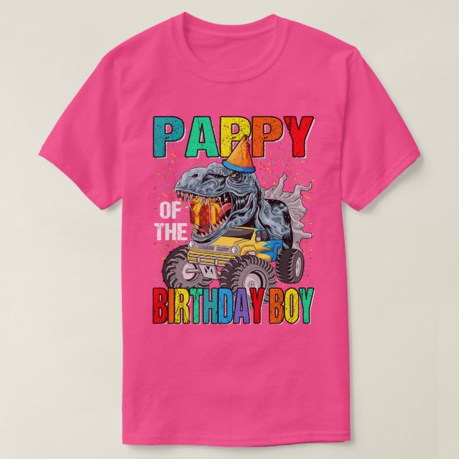 Camiseta Pappy Del Camión Monstruo Dinosaurio Del Cumpleaño (Diseño del anverso)