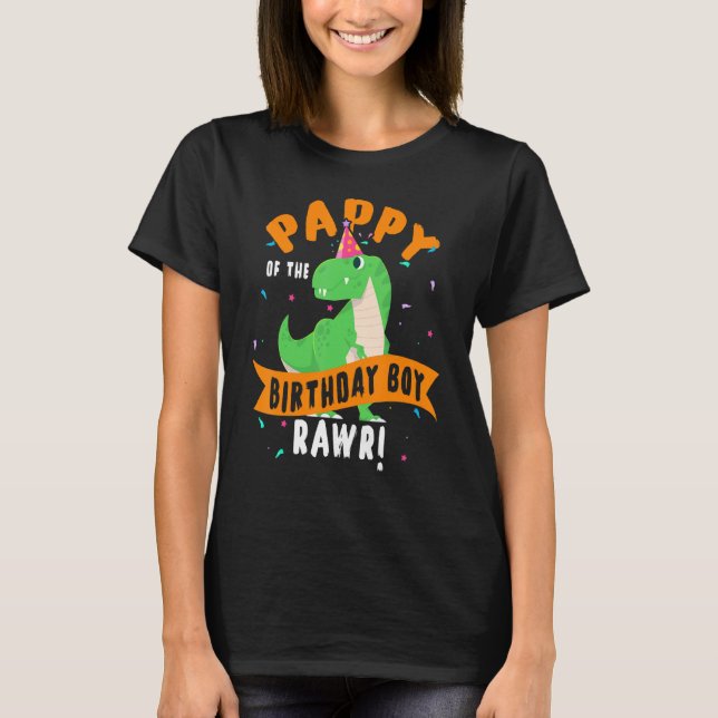 Camiseta Pappy Del Niño De Cumpleaños Dinosaurio Divertido (Anverso)