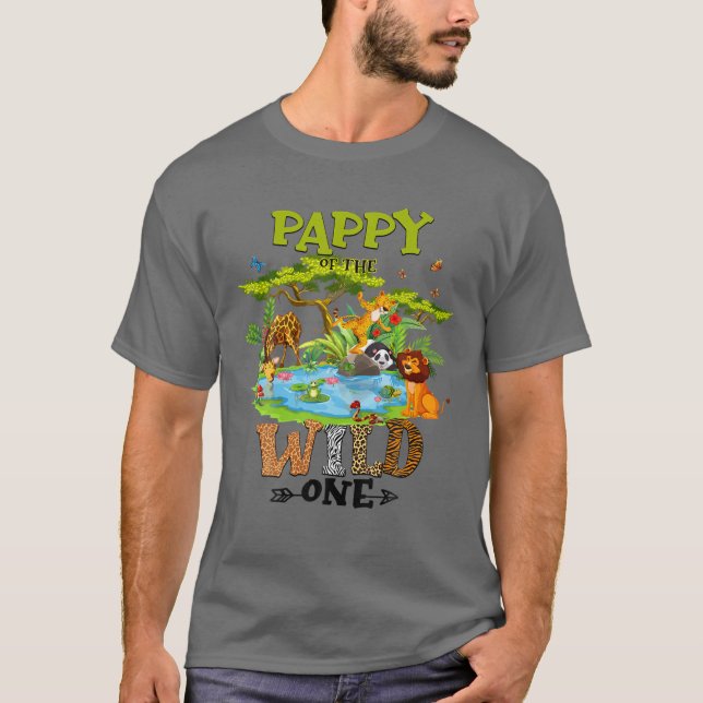 Camiseta Pappy Of The Wild One Zoo Birthday Woodland Animal (Anverso)