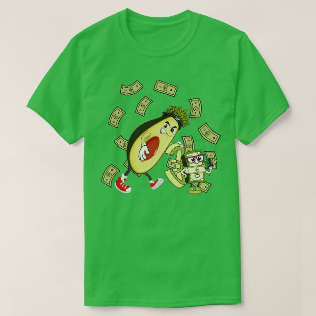 Camiseta paquete de aguacates y euros divertidos (Diseño del anverso)