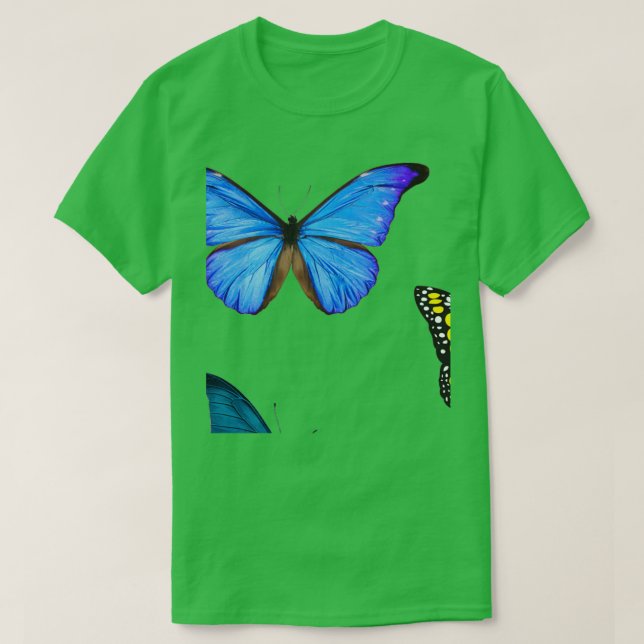 Camiseta Paquete de mariposas azul y amarillo (Diseño del anverso)