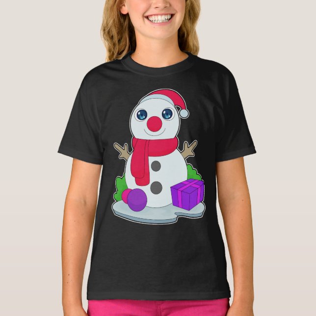 Camiseta Paquete de Navidad de muñeco de nieve (Anverso)
