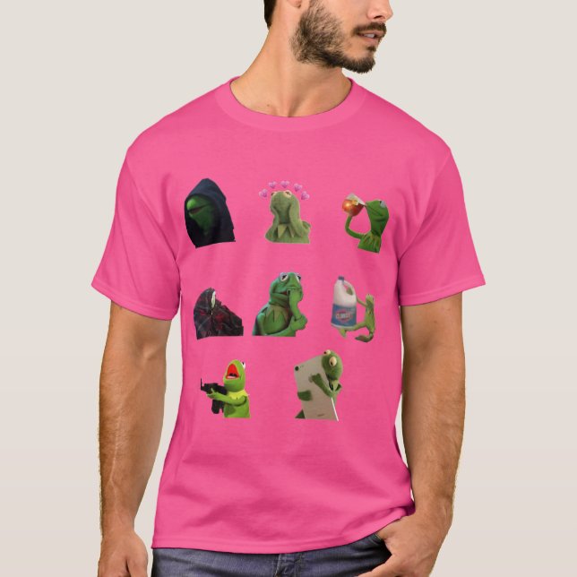 Camiseta paquete de stickers de meme de Kermit (Anverso)