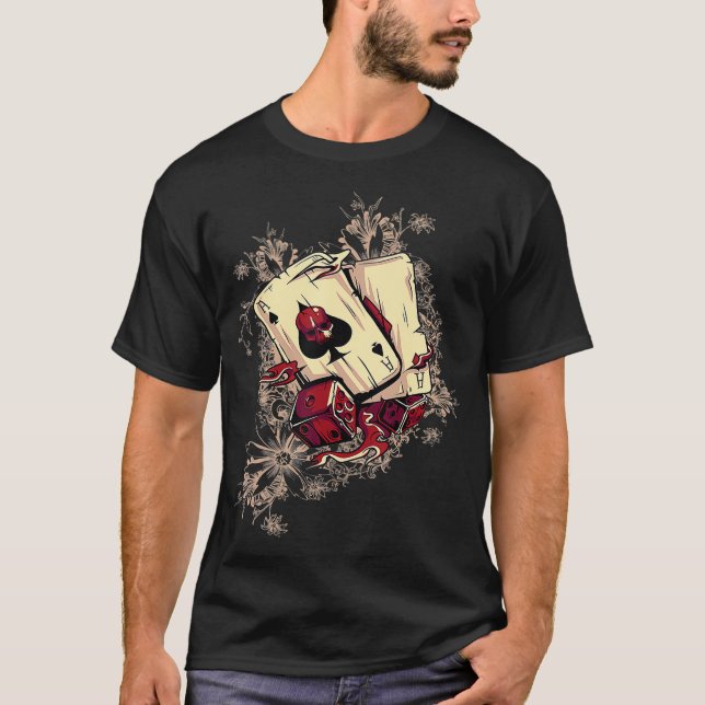 Camiseta Paquetes De Ases De Diseño De Póquer  (Anverso)