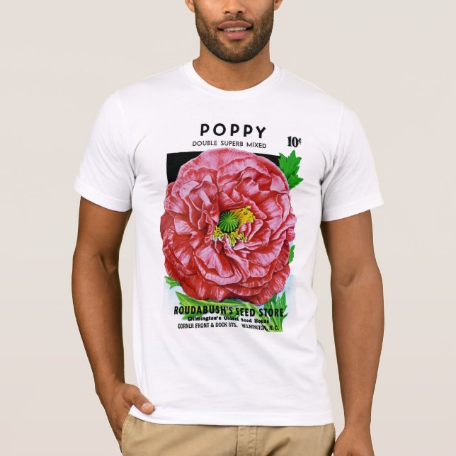 Camiseta Paquetes de Semillas Vintage con amapola (Anverso)