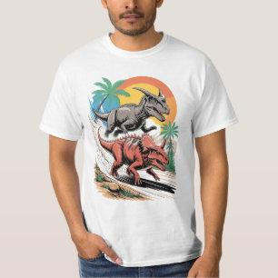Camiseta Paquirrinosaurio que pasa por Carnotaurus