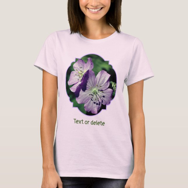 Camiseta Par de flores de geranio moradas bonitas personali (Anverso)