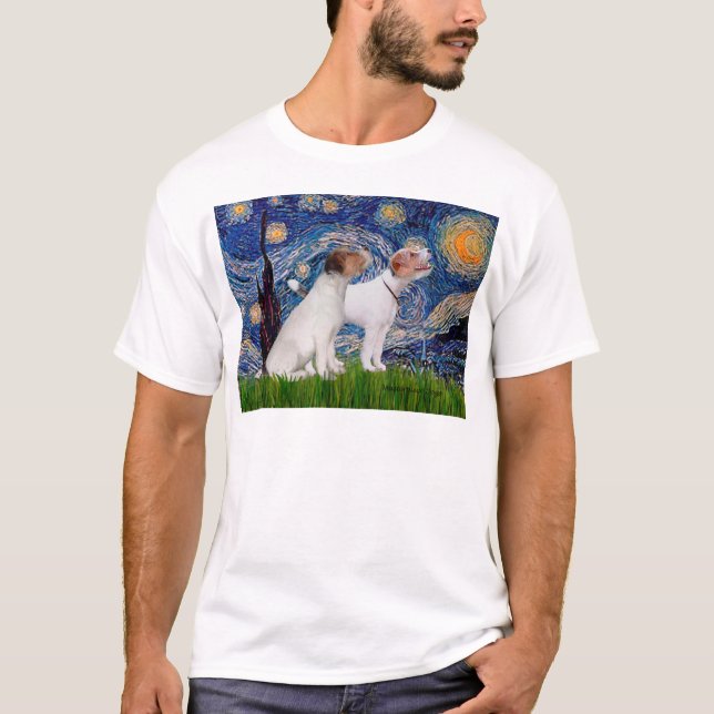 Camiseta Par de Jack Russell 4 - Noche estrellada (Anverso)