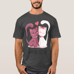 Camiseta Par lindos gatos con feliz día de San Valentín