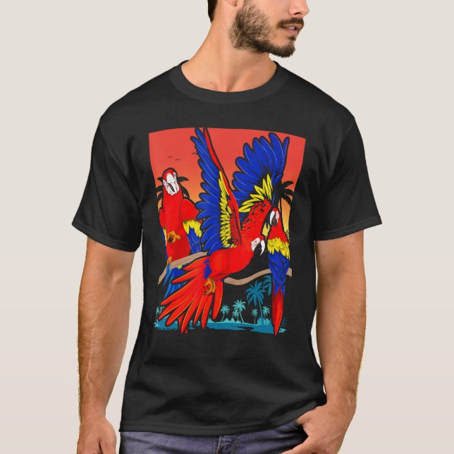Camiseta Par tropical de aves exóticas animales de la jungl (Anverso)
