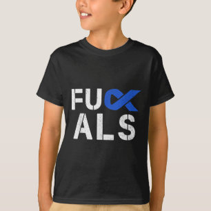Camiseta Para Als Awareness Month Blue Ribbon Support Squad
