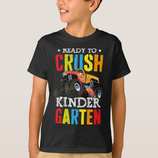 Camiseta Para Aplastar El Camión Monstruo De Niños De Kinde (Anverso)