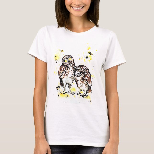 Camiseta para aves de búhos en llamas (Anverso)