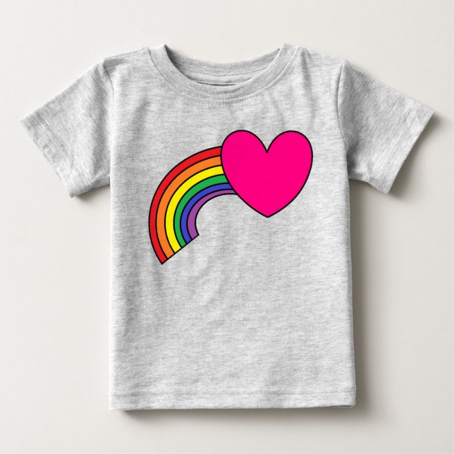 Camiseta para bebé con arco iris y diseño cardíaco (Anverso)