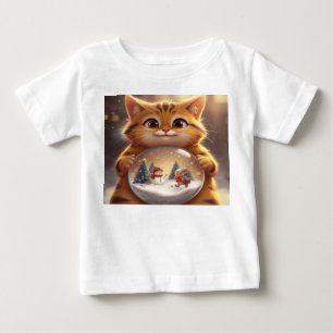 Camiseta para bebé con gato de Navidad sosteniendo