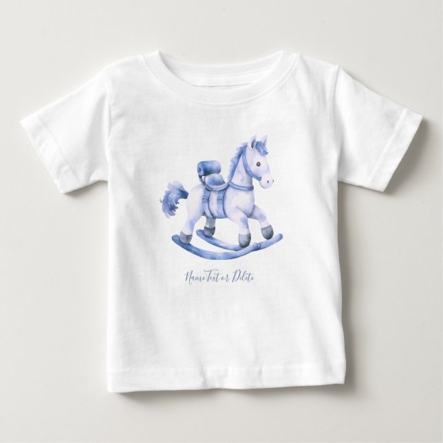 Camiseta para bebé de caballo con piedras azules (Anverso)