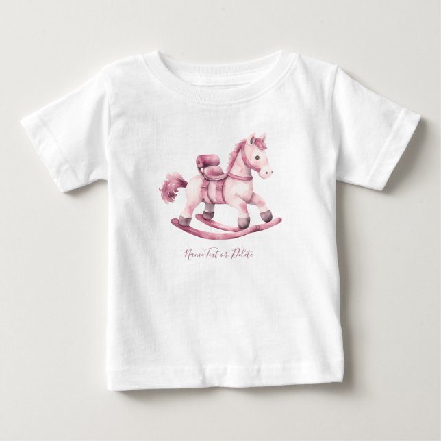 Camiseta para bebé de caballo rosado (Anverso)
