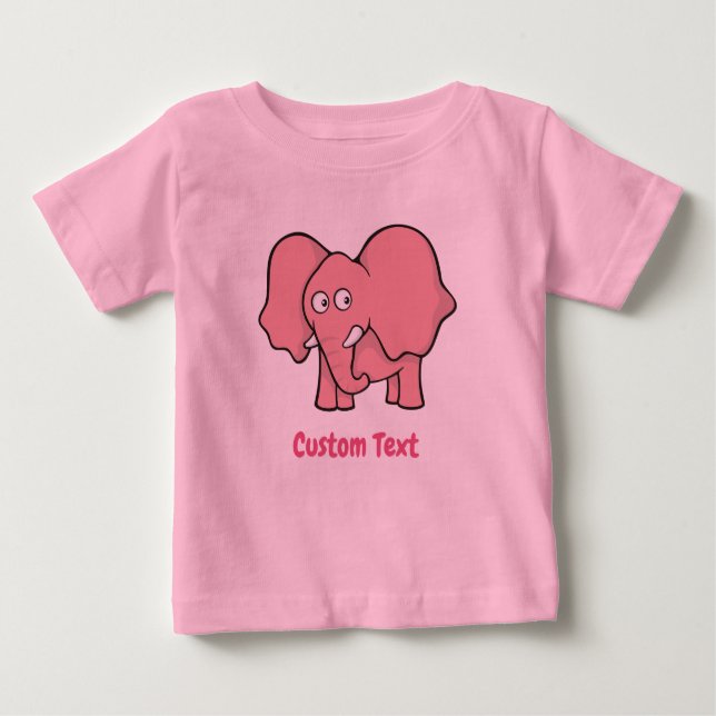 Camiseta para bebé de Elefante Rosa (Anverso)