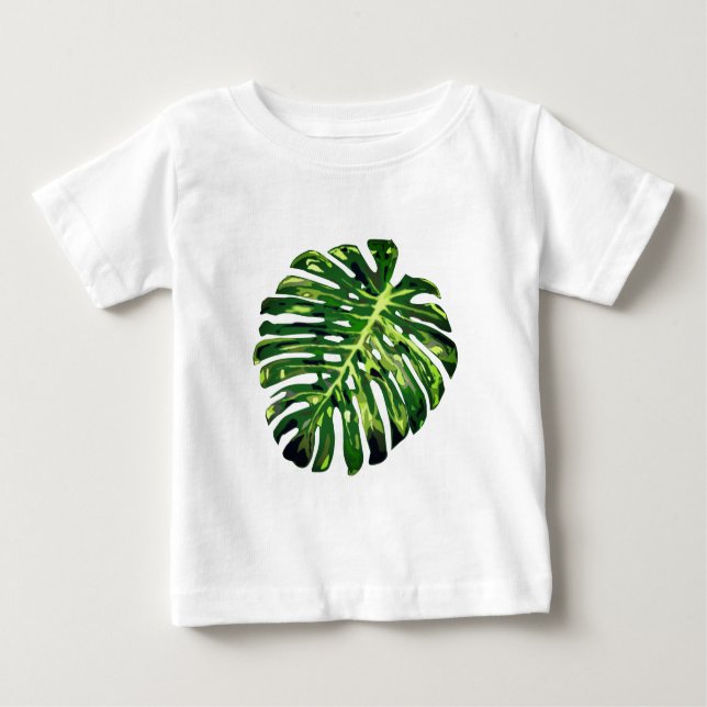 Camiseta para bebé de hoja tropical verde (Anverso)
