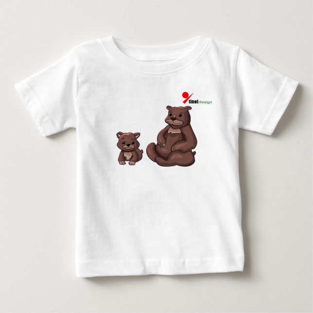 Camiseta para bebé de Mamá Osa y Cachorro (Anverso)