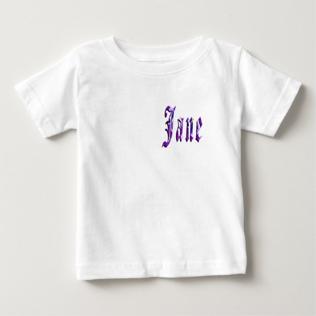 Camiseta para bebé de nombre floral "Jane" (Anverso)