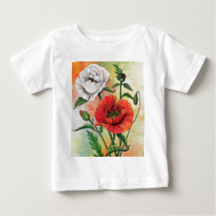 Camiseta para bebé de Poppies blancos rojos