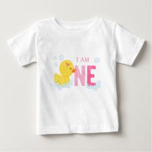 Camiseta para bebé de primer cumpleaños del pato d