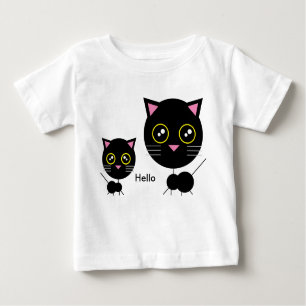 Camiseta para bebé gato negro geométrico