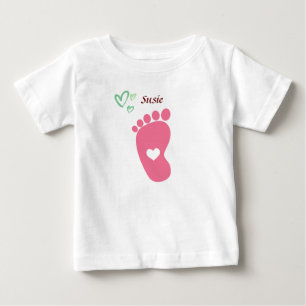 Camiseta para bebé huella de bebé rosa - personali